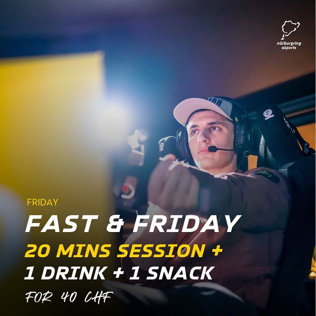 [EN] Gear up for 𝙁𝘼𝙎𝙏 & 𝙁𝙍𝙄𝘿𝘼𝙔 thrill! 🏎️ Our unbeatable deal: 20 minutes of adrenaline-packed racing, plus 1 refreshing drink and 1 tasty snack—all for just 40 CHF! 🚦🥤🍕 Kick off your weekend with speed and satisfaction. Limited slots available, s...