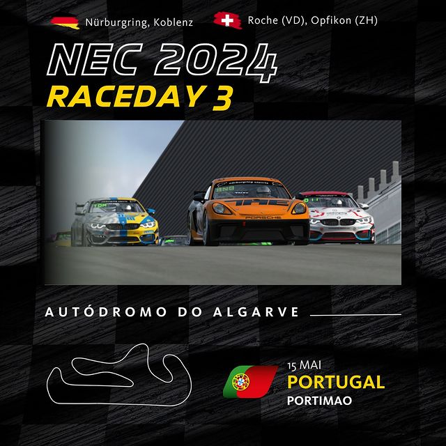 🇩🇪 Kommenden Mittwoch steht Rennen 3 der NEC auf dem Plan. Die Mehrzahl des Fahrerfelds hat im Track Vote für den Autodrome do Algarve in Portimao, Portugal gestimmt! 🔥
-
🇫🇷 La troisième course du NEC aura lieu mercredi prochain. La majorité des pil...